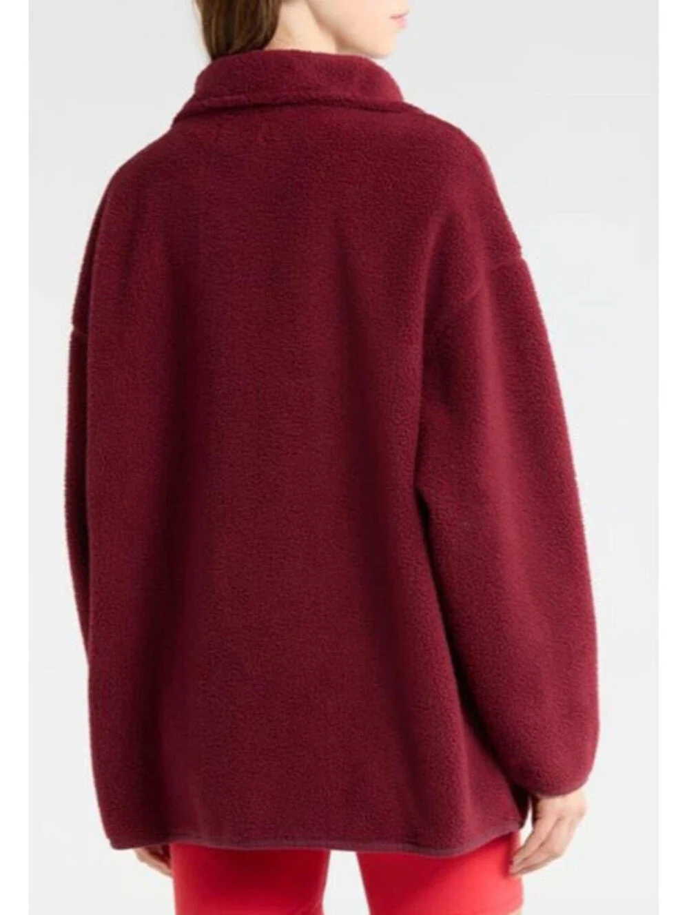 Free People Coco Faux Shearling Pullover Size S Burgundy NWT
